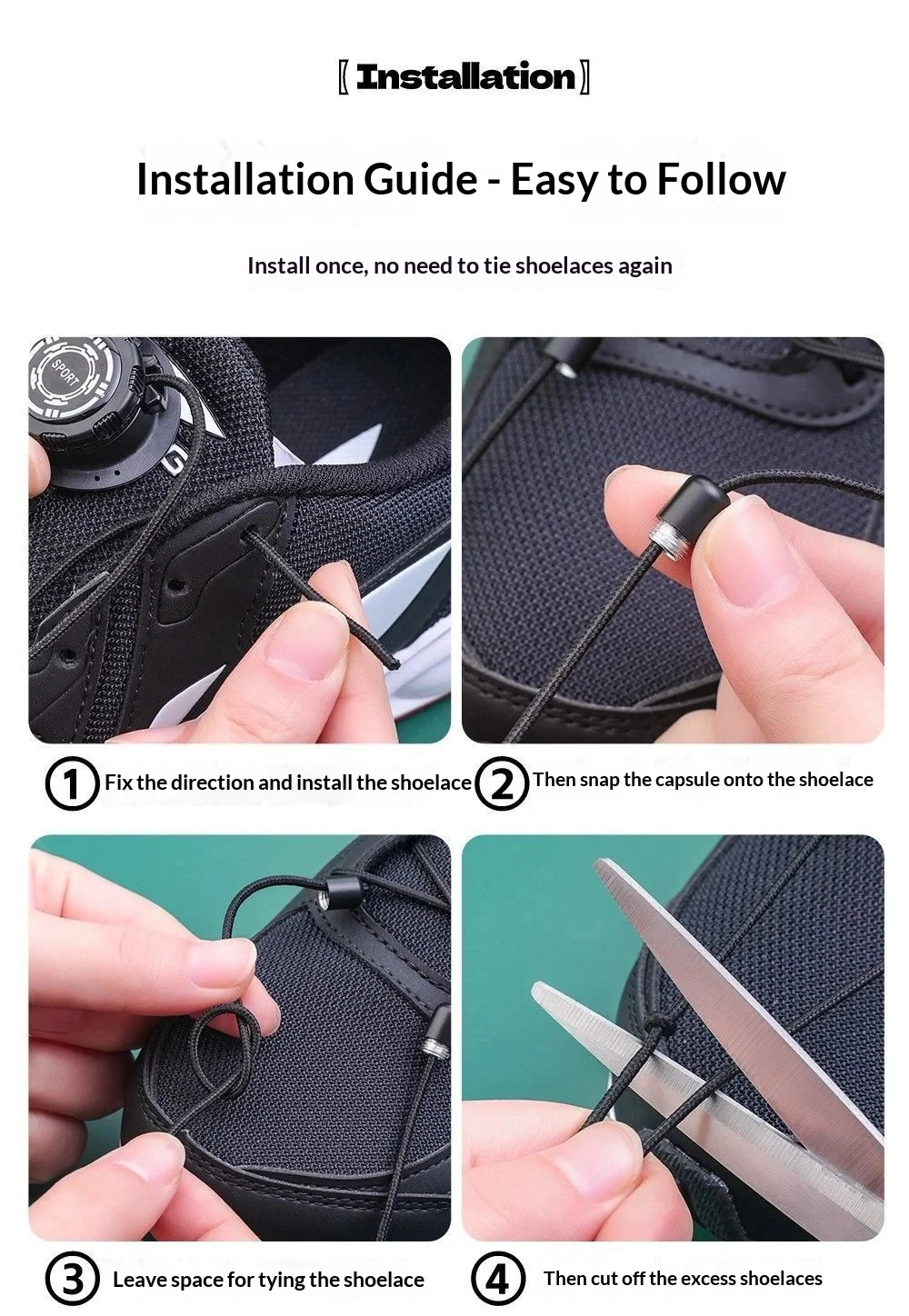 Outdoor Sports Shoe Laces Easy Installation Swivel Buckle Laces Sneakers Thick Rope Automatic Shoelace Shoe Accessories