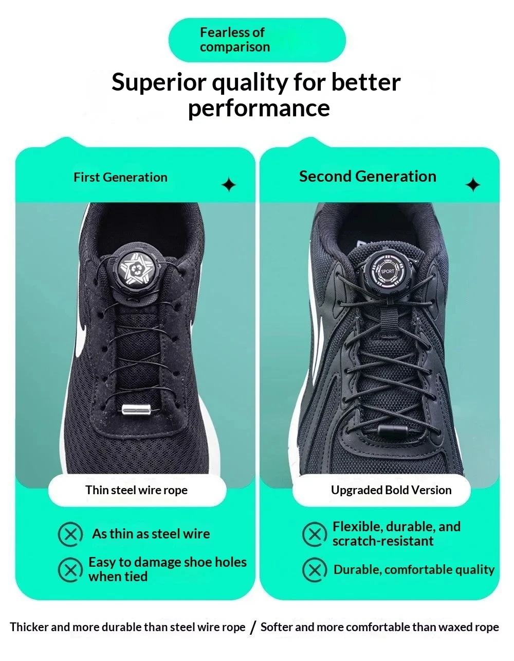 Outdoor Sports Shoe Laces Easy Installation Swivel Buckle Laces Sneakers Thick Rope Automatic Shoelace Shoe Accessories
