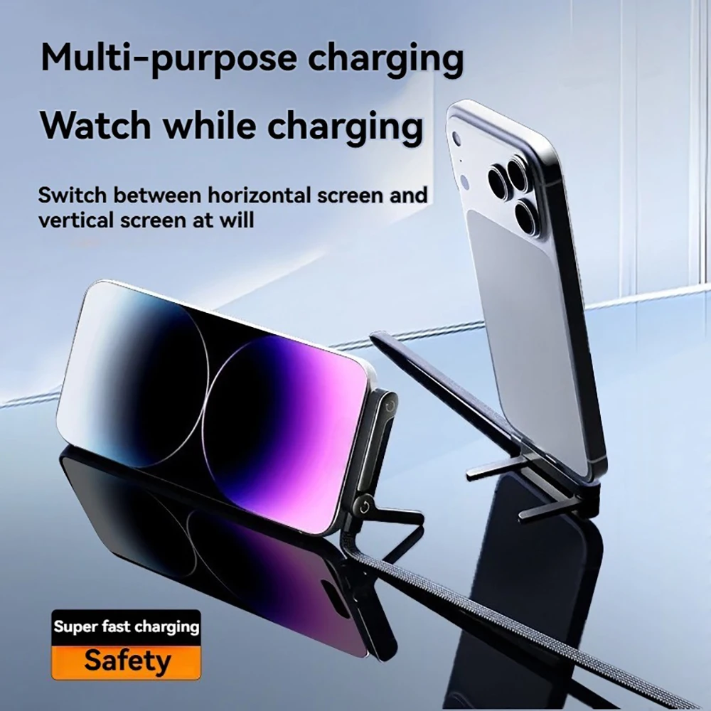 Creative 240w Cable Charger with Built-in Phone Stand 2-in-1 Fast Charging Cord Sideways Phone Charger for Smartphones Tablets
