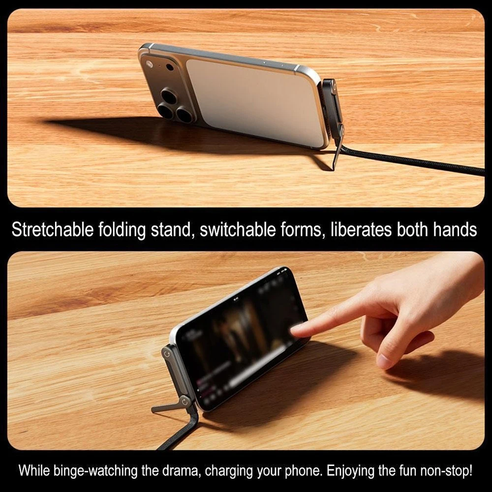 Creative 240w Cable Charger with Built-in Phone Stand 2-in-1 Fast Charging Cord Sideways Phone Charger for Smartphones Tablets