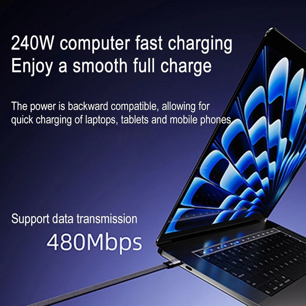 Creative 240w Cable Charger with Built-in Phone Stand 2-in-1 Fast Charging Cord Sideways Phone Charger for Smartphones Tablets