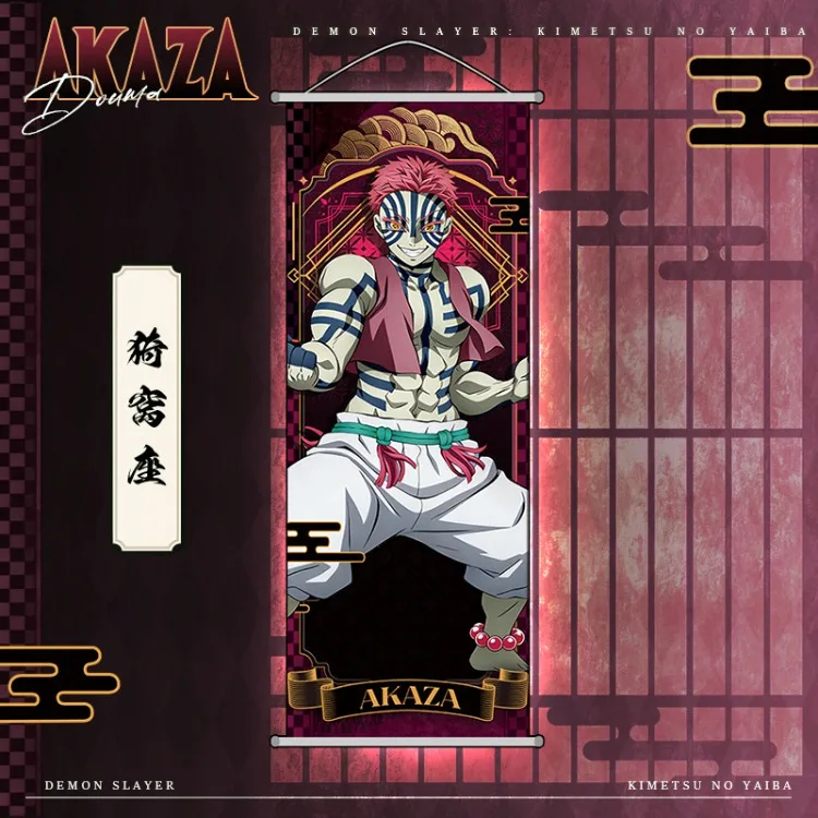 Demon Slayer Wall Scroll Cartoon Akaza Poster Wall Decoration Long Scroll Style Anime Merchandise Holiday Gift Trendy Toy