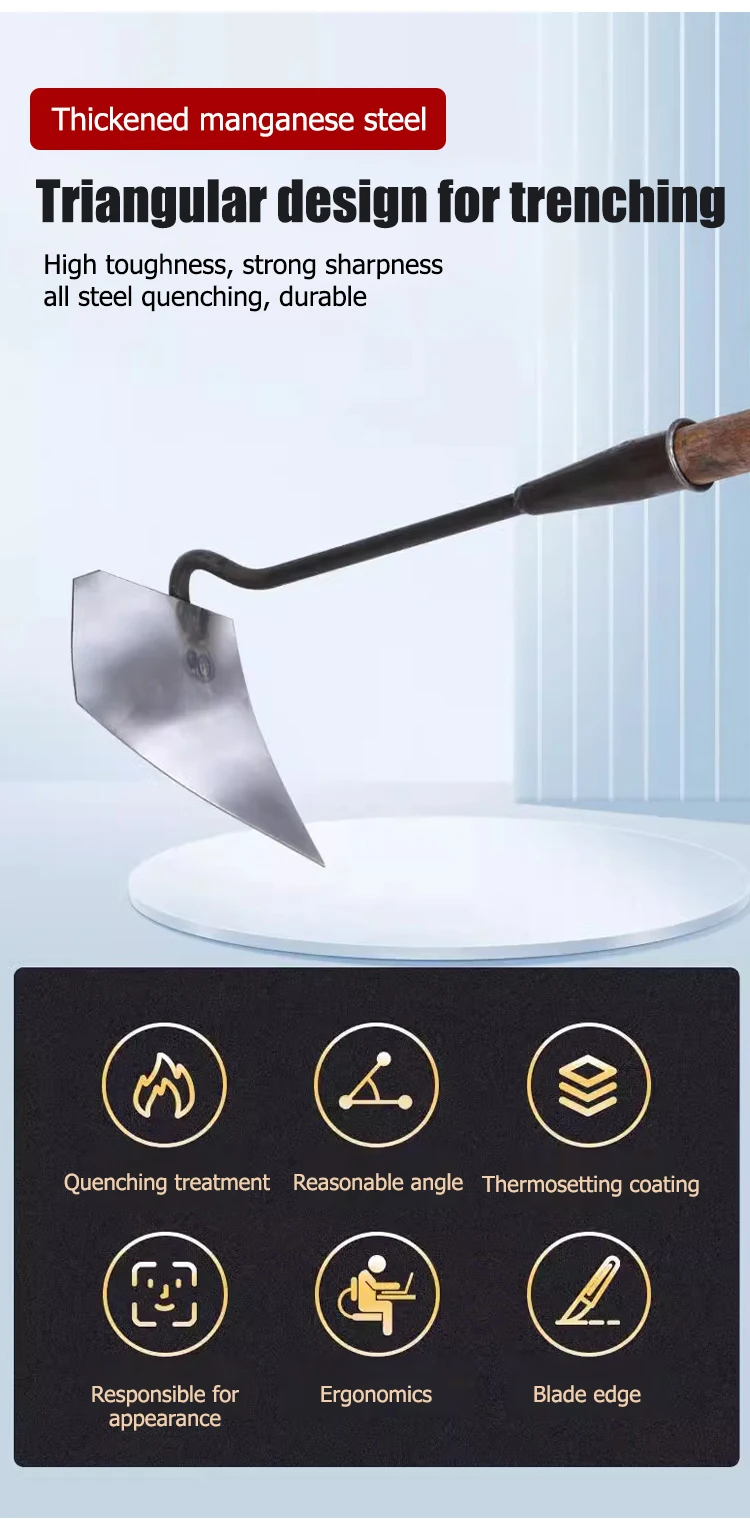 Durable Farm Tools and Gardening Tools High-toughness Agricultural Triangular Hoe Multi-purpose Hoe for Digging , Soil Loosening
