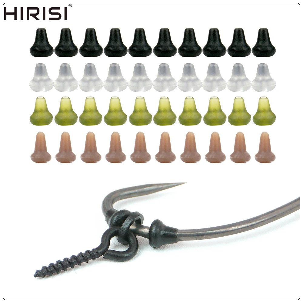 Hirisi 50pcs Fishing Hook Stoppers Set, Soft Rubber Terminal Rigs for Carp Fishing Tackle 4 Colors Terminal Tackle Accessories