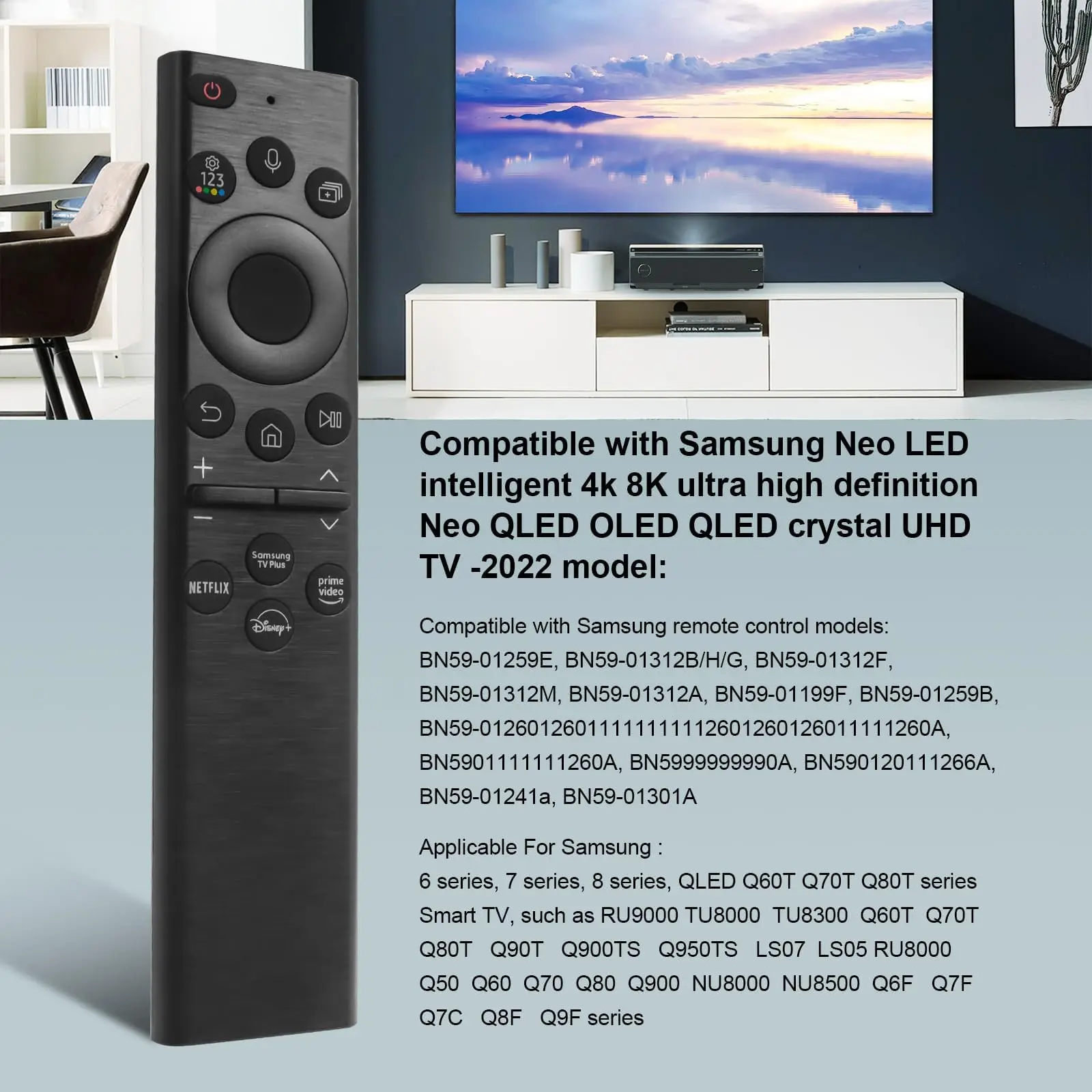BN59-01385A Solar Voice Remote for Samsung TV Remotes Replacement with Bluetooth Rechargeable Solar Cell Fit for Samsung Remote