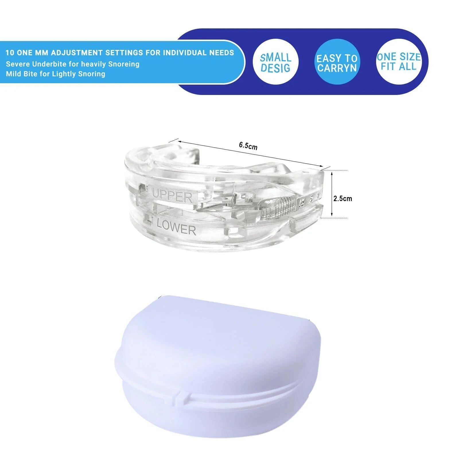 Adjustable Anti-Snoring Mouth Guard Mouthpiece Bruxism Snoring Stopper Sleeping Device Improve Sleep Comfortable Fit