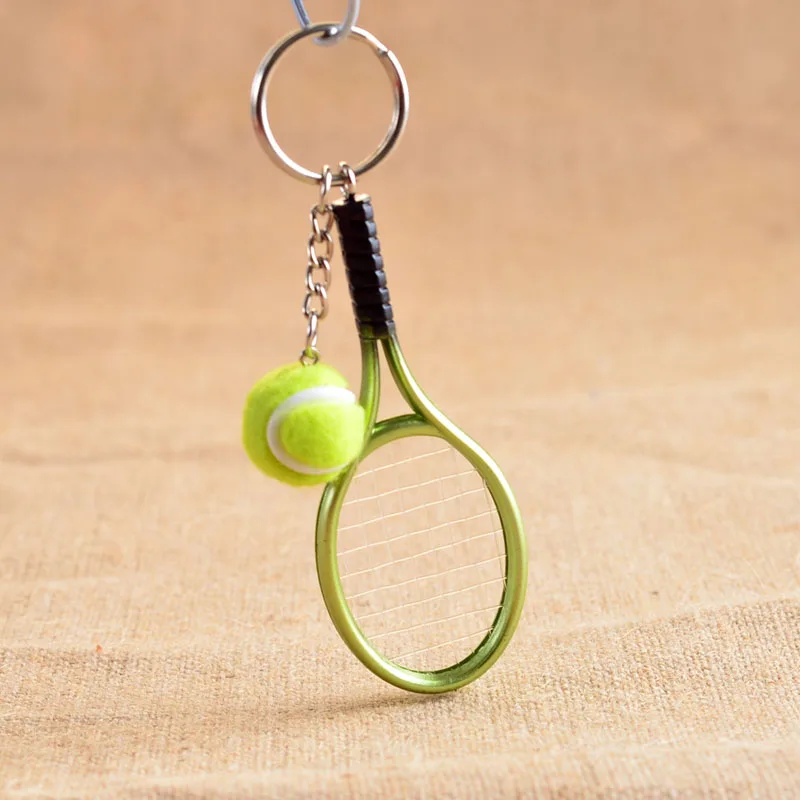 Hot SALE Mini Tennis Racket Pendant Keychain Keyring Key Chain Ring Finder Holer Accessories For Lover's Day Gifts #17162