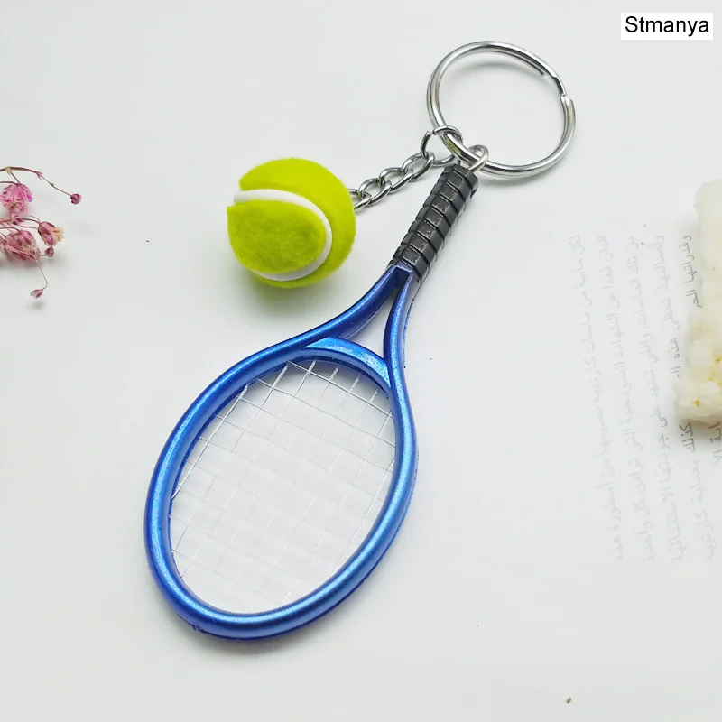 Hot SALE Mini Tennis Racket Pendant Keychain Keyring Key Chain Ring Finder Holer Accessories For Lover's Day Gifts #17162