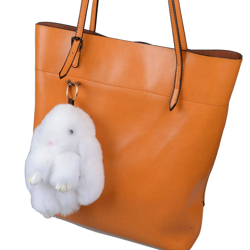 LFPU genuine Bunny Pendant Keychain Real Rex Rabbit Shape Fur Keychain Fluffy Bag Car Charm Key Ring Jewelry For Women