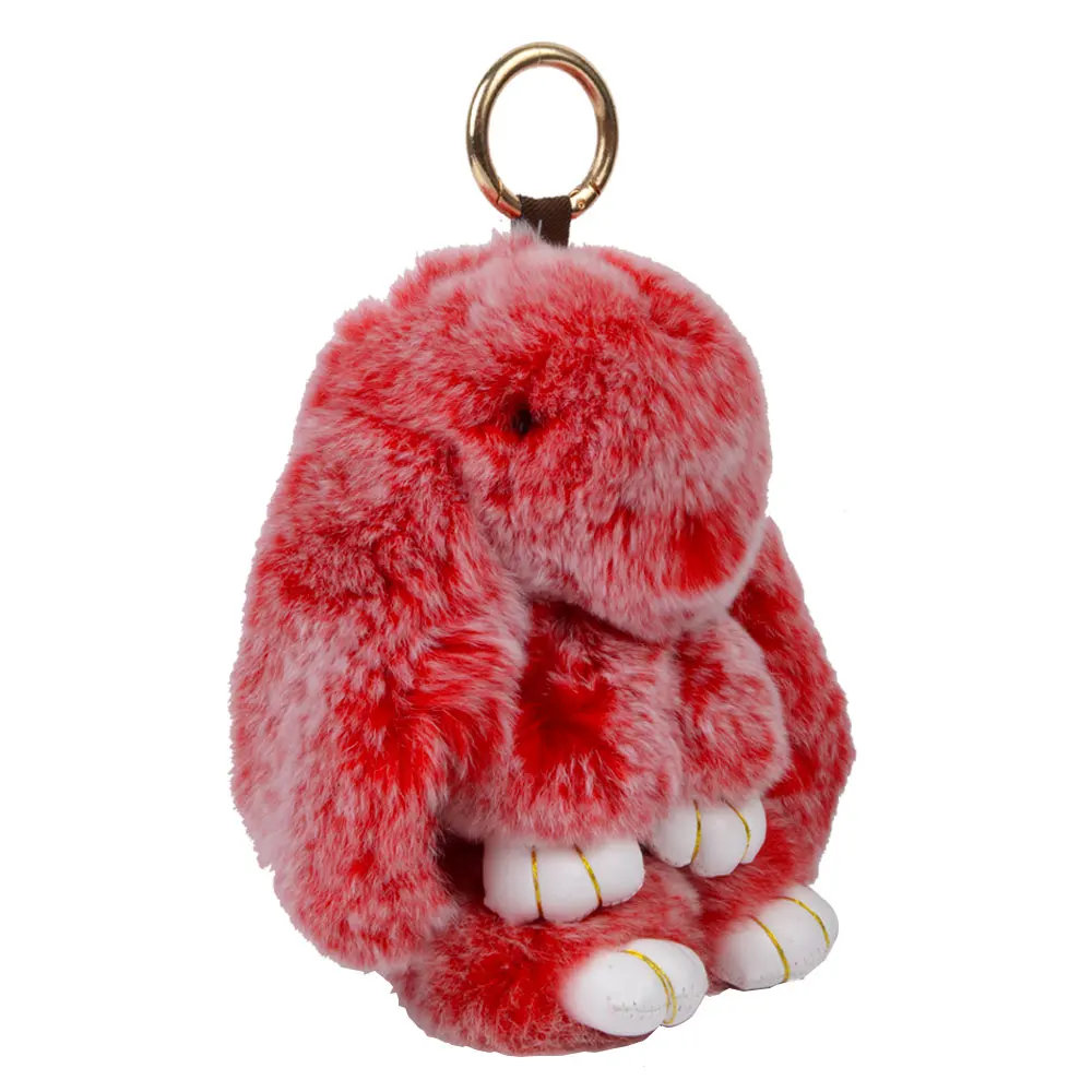 LFPU genuine Bunny Pendant Keychain Real Rex Rabbit Shape Fur Keychain Fluffy Bag Car Charm Key Ring Jewelry For Women