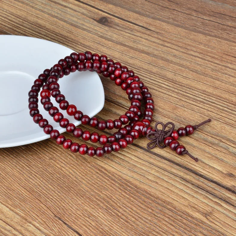 6mm Natural Sandalwood Buddhist Buddha Meditation 108 beads Wood Prayer Bead Mala Bracelet Women Men jewelry