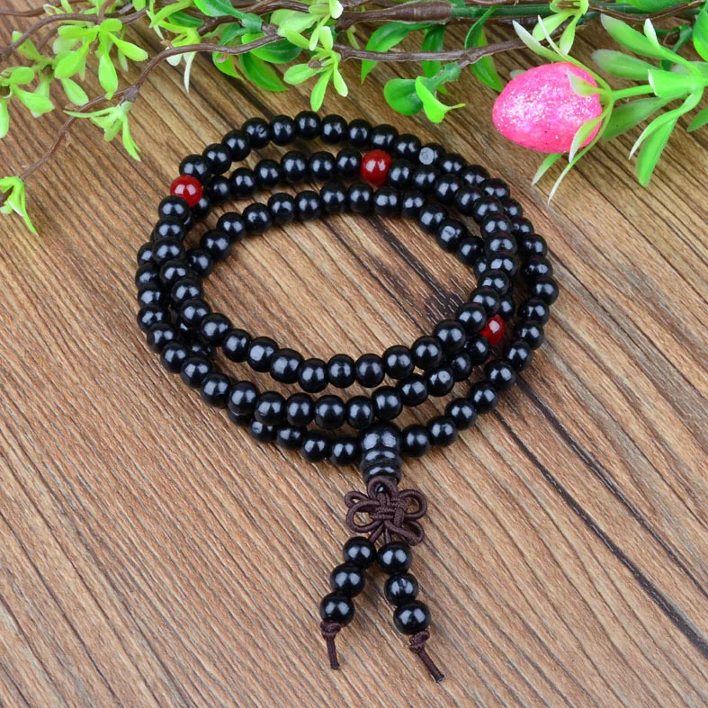 6mm Natural Sandalwood Buddhist Buddha Meditation 108 beads Wood Prayer Bead Mala Bracelet Women Men jewelry