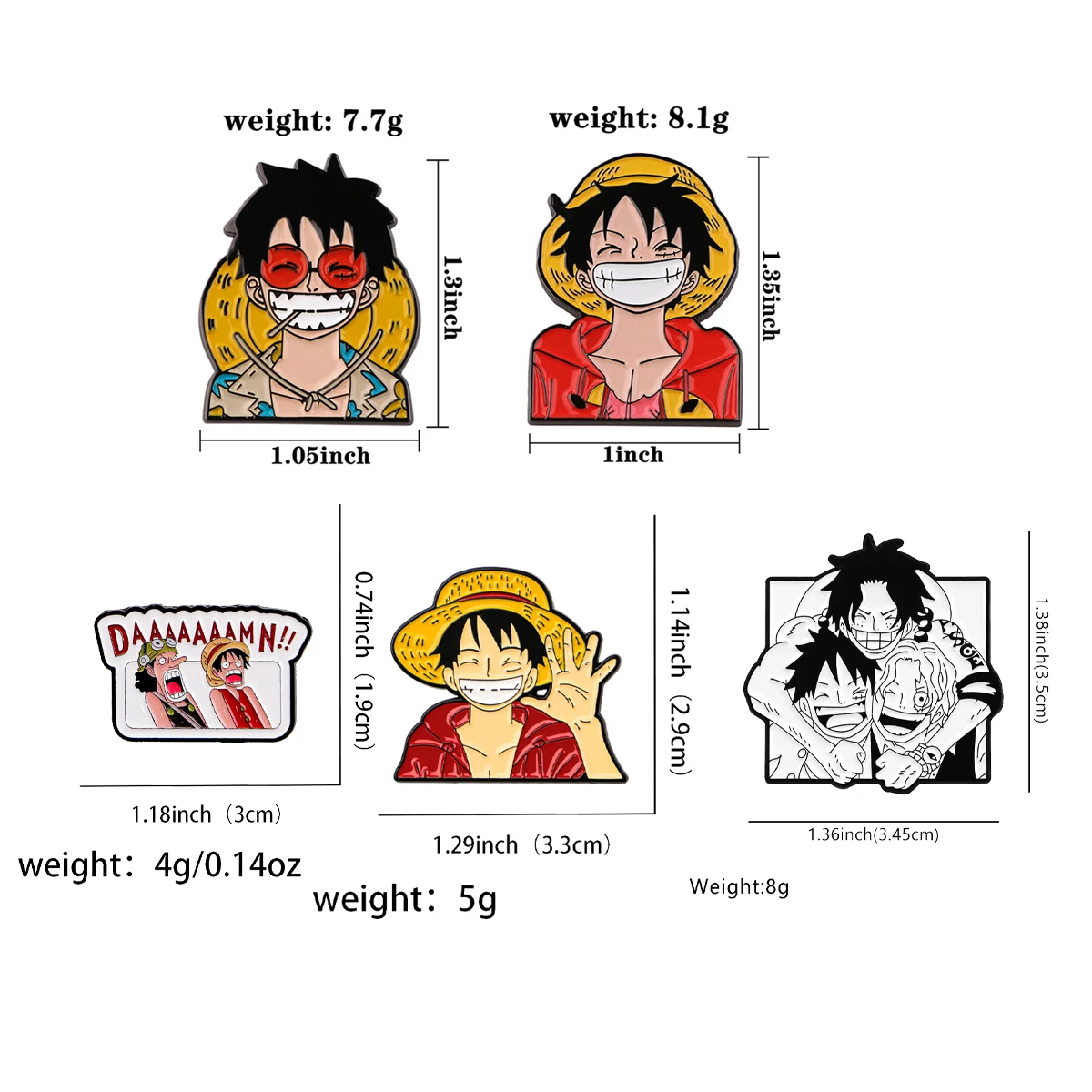 5pcs Anime Pirate Enamel Pin Cute Boy Brooch For Coat Women's Brooches Fashion Lapel Badges Jewelry Gift for Friends
