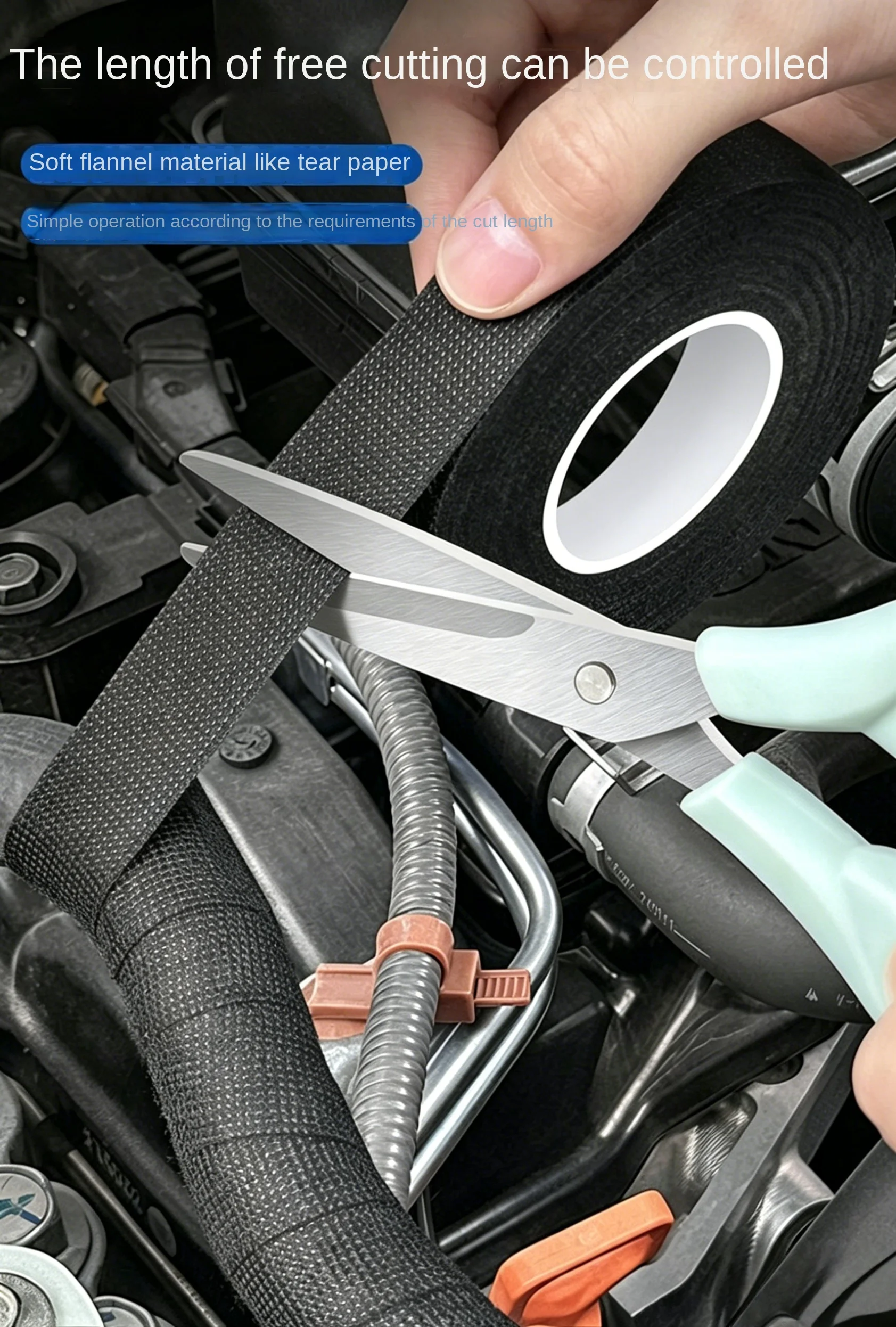 High Temperature Wire Harness Cloth Tape Automotive Cable Loom Heatproof Fabric Adhesive Tape for Engine Electrical Insulation