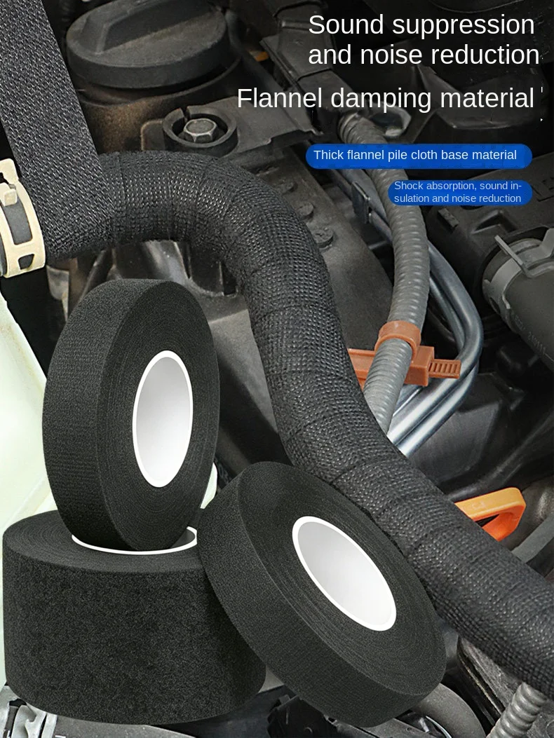 High Temperature Wire Harness Cloth Tape Automotive Cable Loom Heatproof Fabric Adhesive Tape for Engine Electrical Insulation