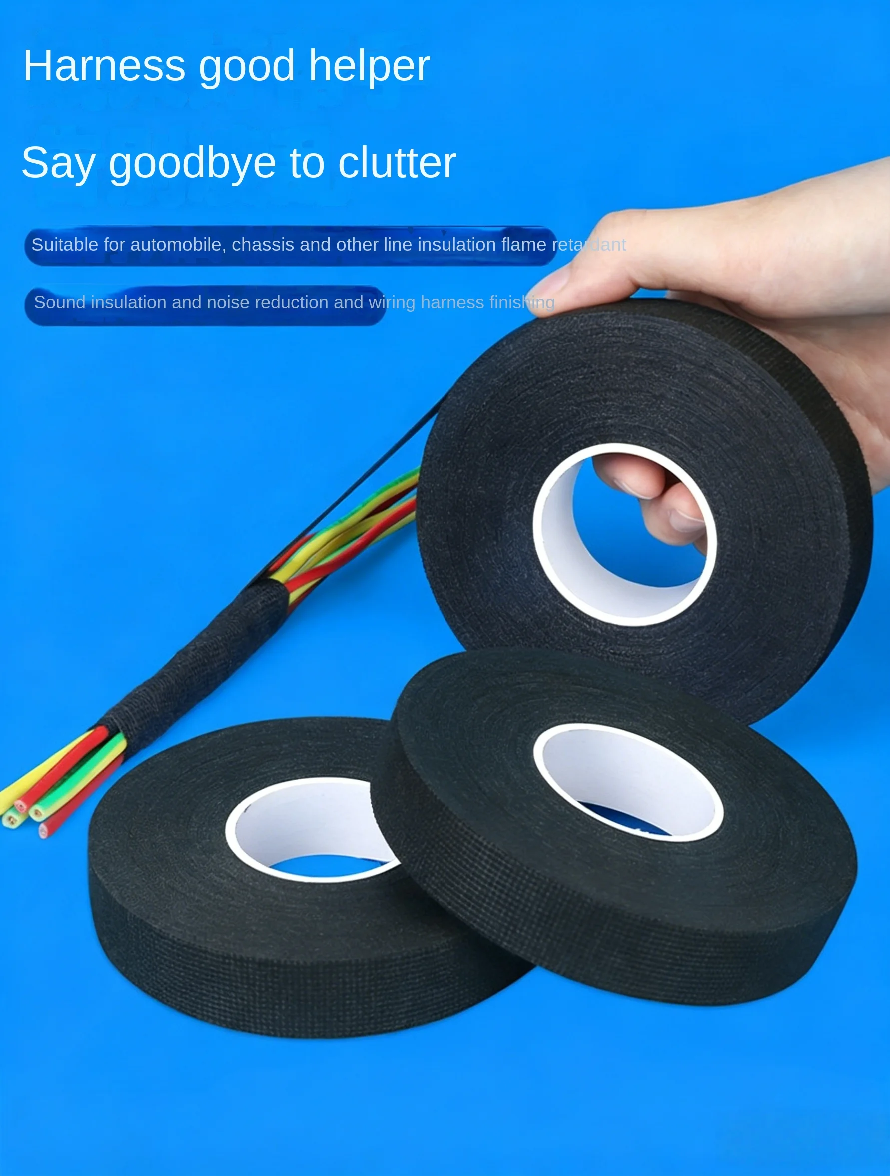 High Temperature Wire Harness Cloth Tape Automotive Cable Loom Heatproof Fabric Adhesive Tape for Engine Electrical Insulation