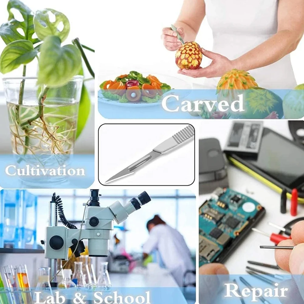Industrial Carbon Steel Scalpel Blades Handle Scalpel for Biology Anatomy Practicing DIY Cutting Tool PCB Repair Sculpting