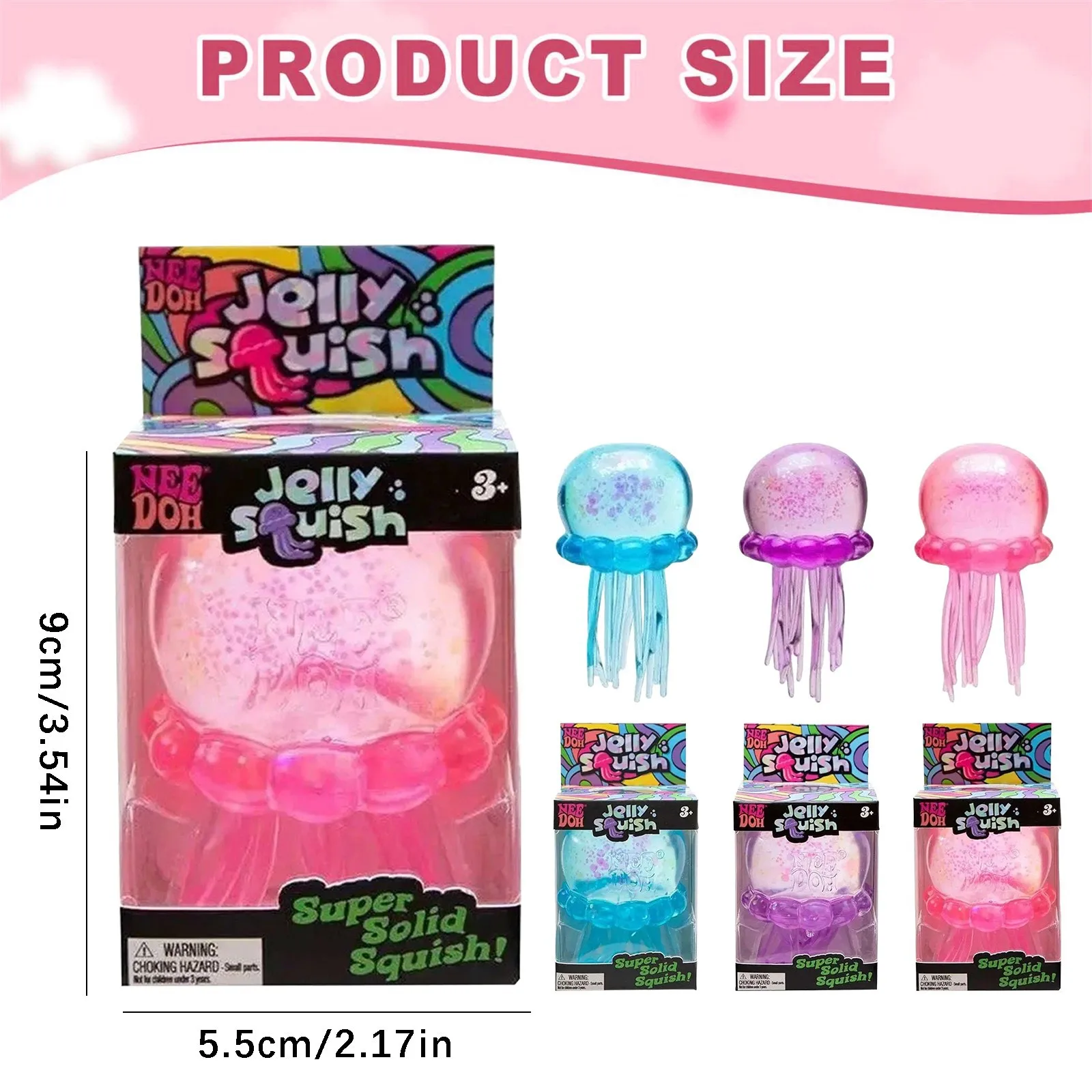 Nee Doh Jellyfish Squish Stress Toy, Soft Jelly Squeeze Fidget Toy, Trending Sensory Relief NeeDoh Toy for Kids & Adults