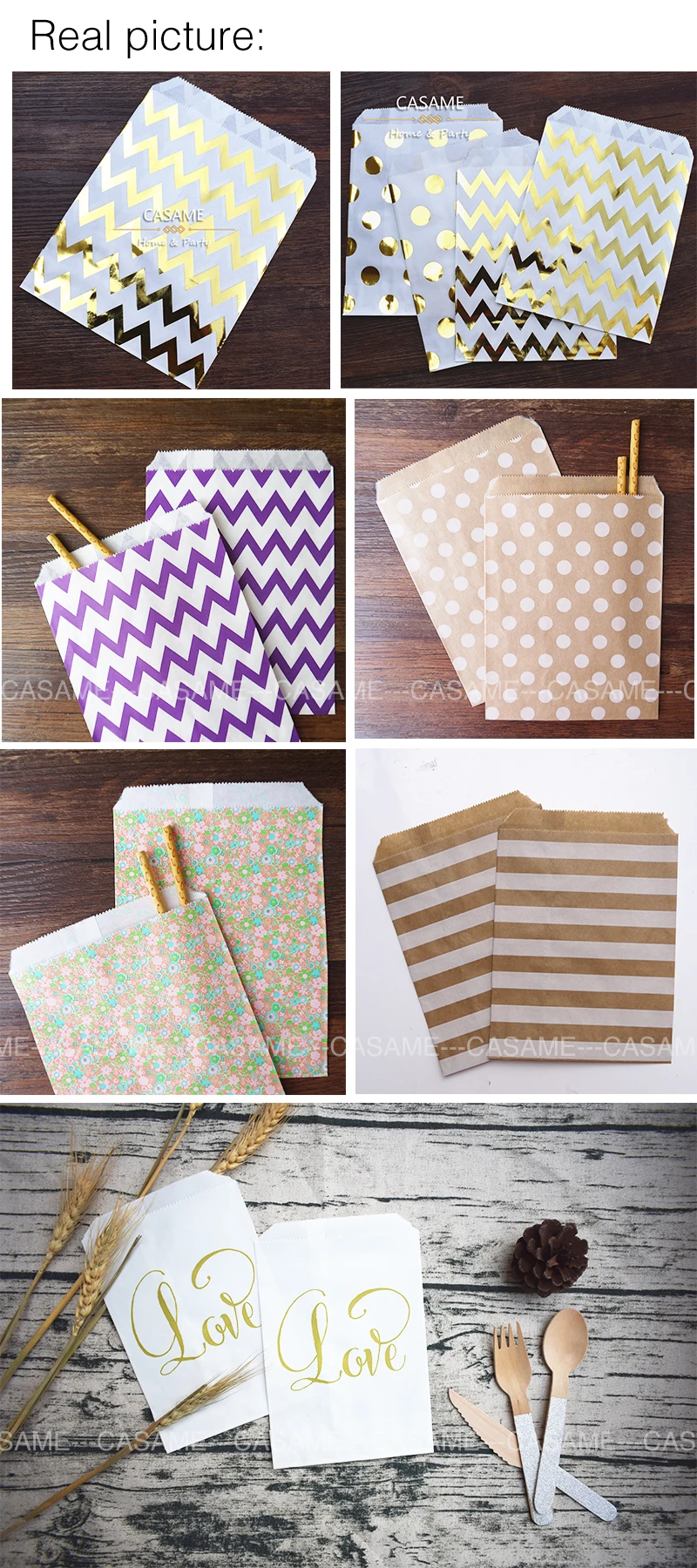 50pcs/ Lot treat candy bag high quality Party Favor Paper Bags Chevron Polka Dot Stripe Printed Paper craft Bags Bakery Bags