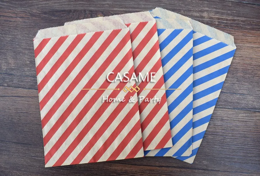 50pcs/ Lot treat candy bag high quality Party Favor Paper Bags Chevron Polka Dot Stripe Printed Paper craft Bags Bakery Bags