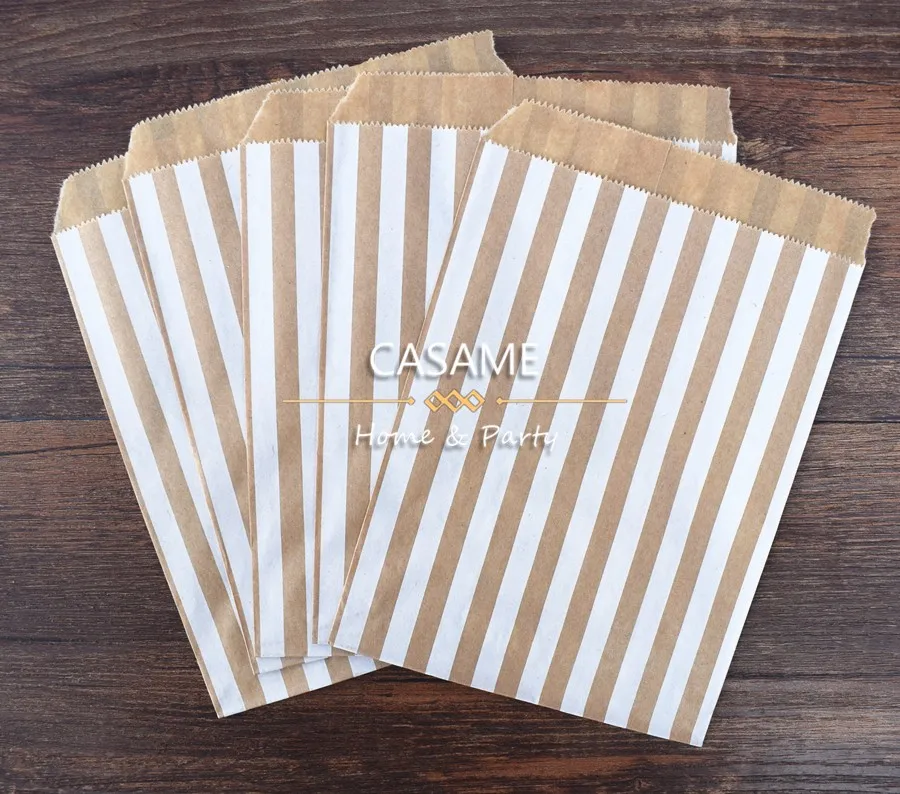 50pcs/ Lot treat candy bag high quality Party Favor Paper Bags Chevron Polka Dot Stripe Printed Paper craft Bags Bakery Bags