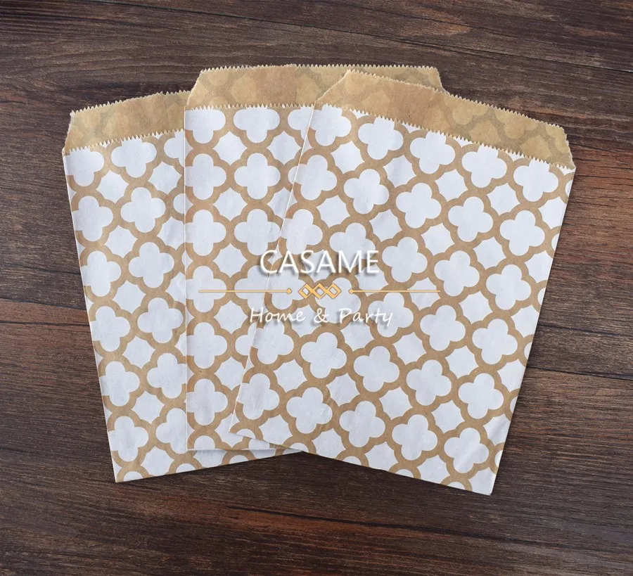 50pcs/ Lot treat candy bag high quality Party Favor Paper Bags Chevron Polka Dot Stripe Printed Paper craft Bags Bakery Bags