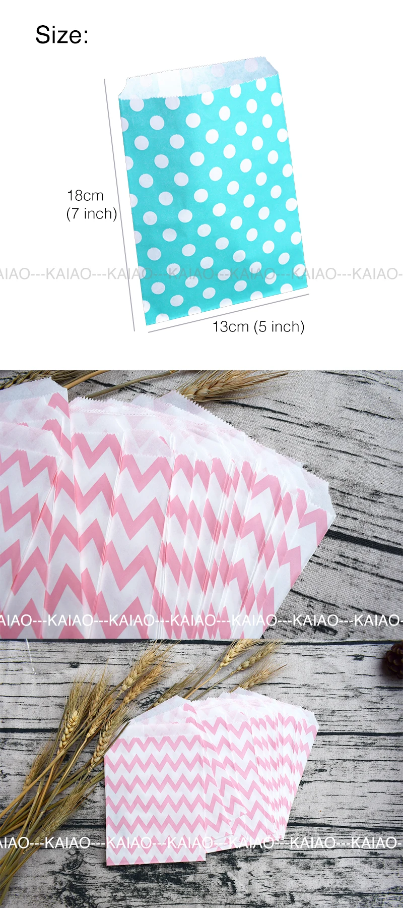 50pcs/ Lot treat candy bag high quality Party Favor Paper Bags Chevron Polka Dot Stripe Printed Paper craft Bags Bakery Bags