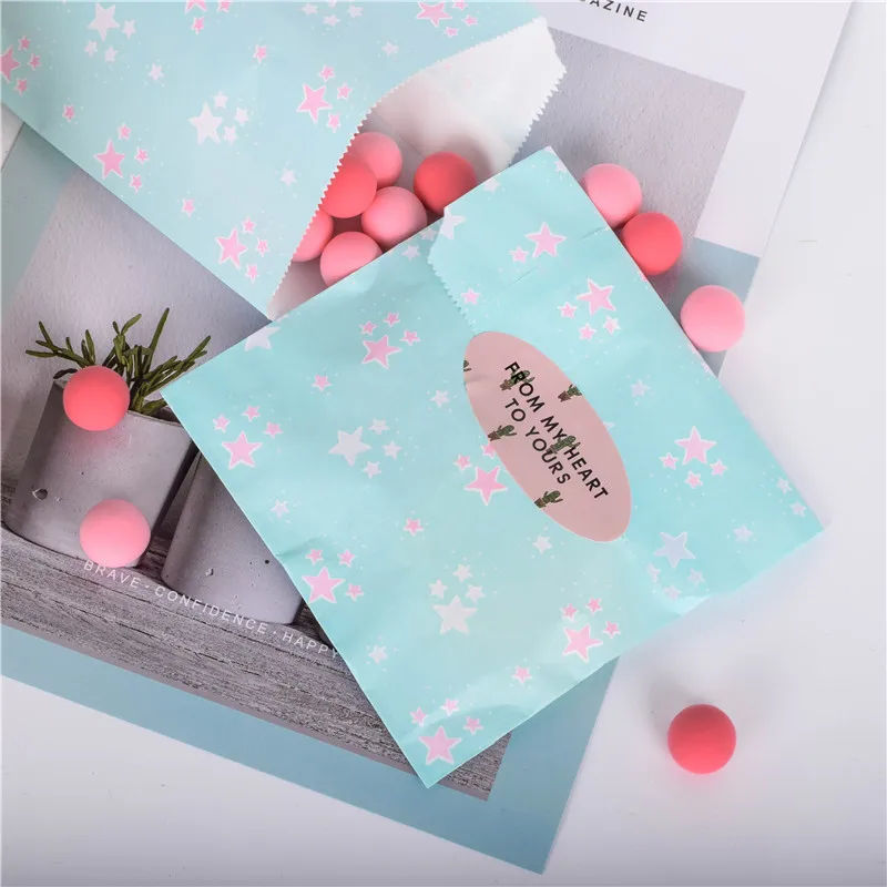50pcs/ Lot treat candy bag high quality Party Favor Paper Bags Chevron Polka Dot Stripe Printed Paper craft Bags Bakery Bags