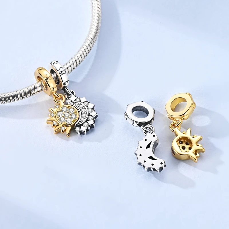 Hot 925 Sterling Silver Gold Charm Bead Pendant Airplane Elephant Heart Box Charm Fit Original Bracelet Woman DIY Jewelry Gift