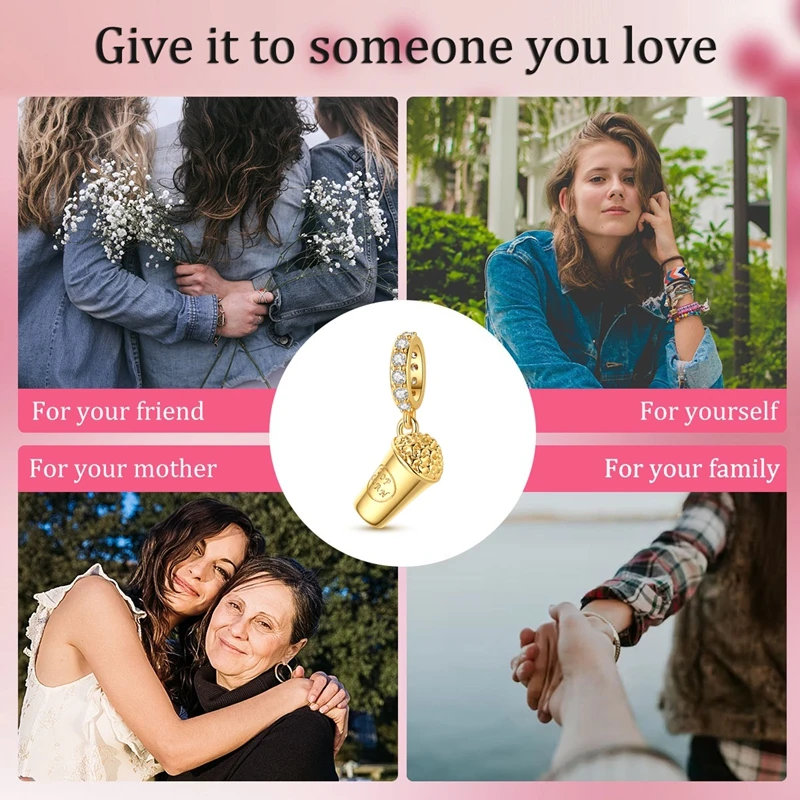 Hot 925 Sterling Silver Gold Charm Bead Pendant Airplane Elephant Heart Box Charm Fit Original Bracelet Woman DIY Jewelry Gift