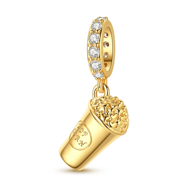 Hot 925 Sterling Silver Gold Charm Bead Pendant Airplane Elephant Heart Box Charm Fit Original Bracelet Woman DIY Jewelry Gift