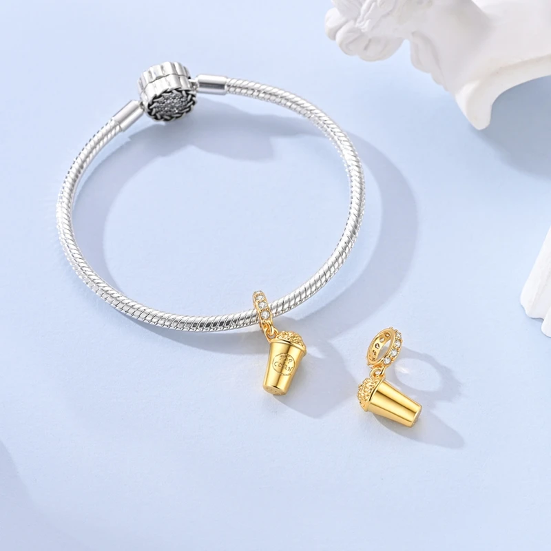 Hot 925 Sterling Silver Gold Charm Bead Pendant Airplane Elephant Heart Box Charm Fit Original Bracelet Woman DIY Jewelry Gift