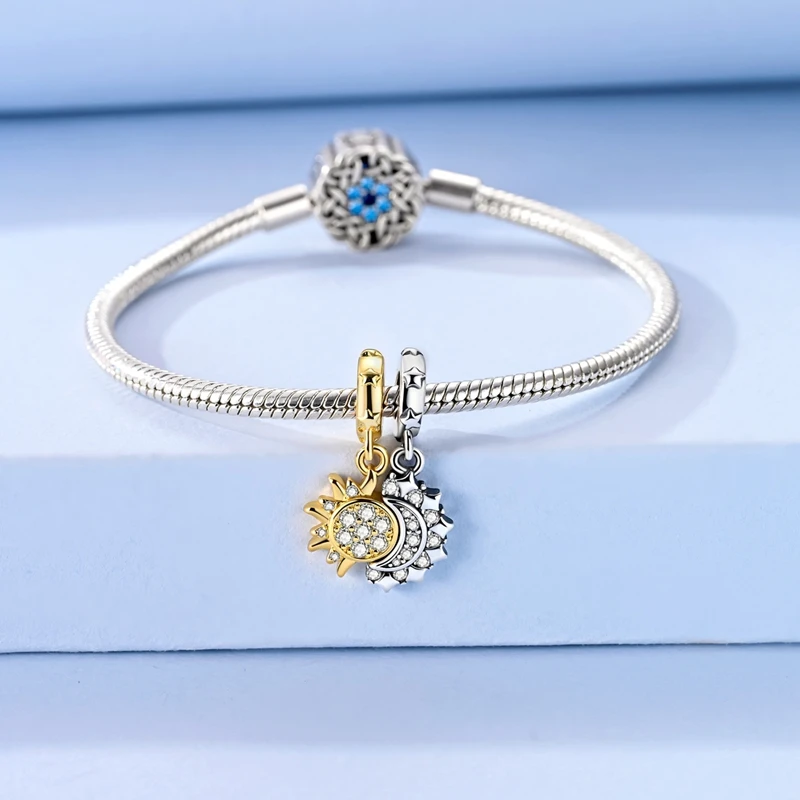 Hot 925 Sterling Silver Gold Charm Bead Pendant Airplane Elephant Heart Box Charm Fit Original Bracelet Woman DIY Jewelry Gift