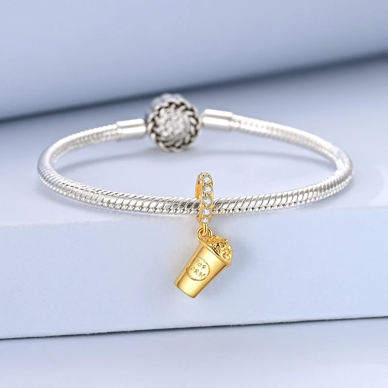 Hot 925 Sterling Silver Gold Charm Bead Pendant Airplane Elephant Heart Box Charm Fit Original Bracelet Woman DIY Jewelry Gift