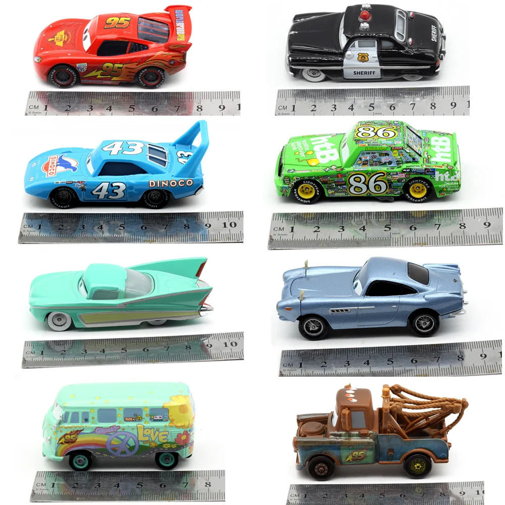 2026 HOT Pixar Cars 3 Lightning McQueen Fillmore 1:55 Scale 4-9CM Metal Model Racing Car Toy for Kids Children Birthday