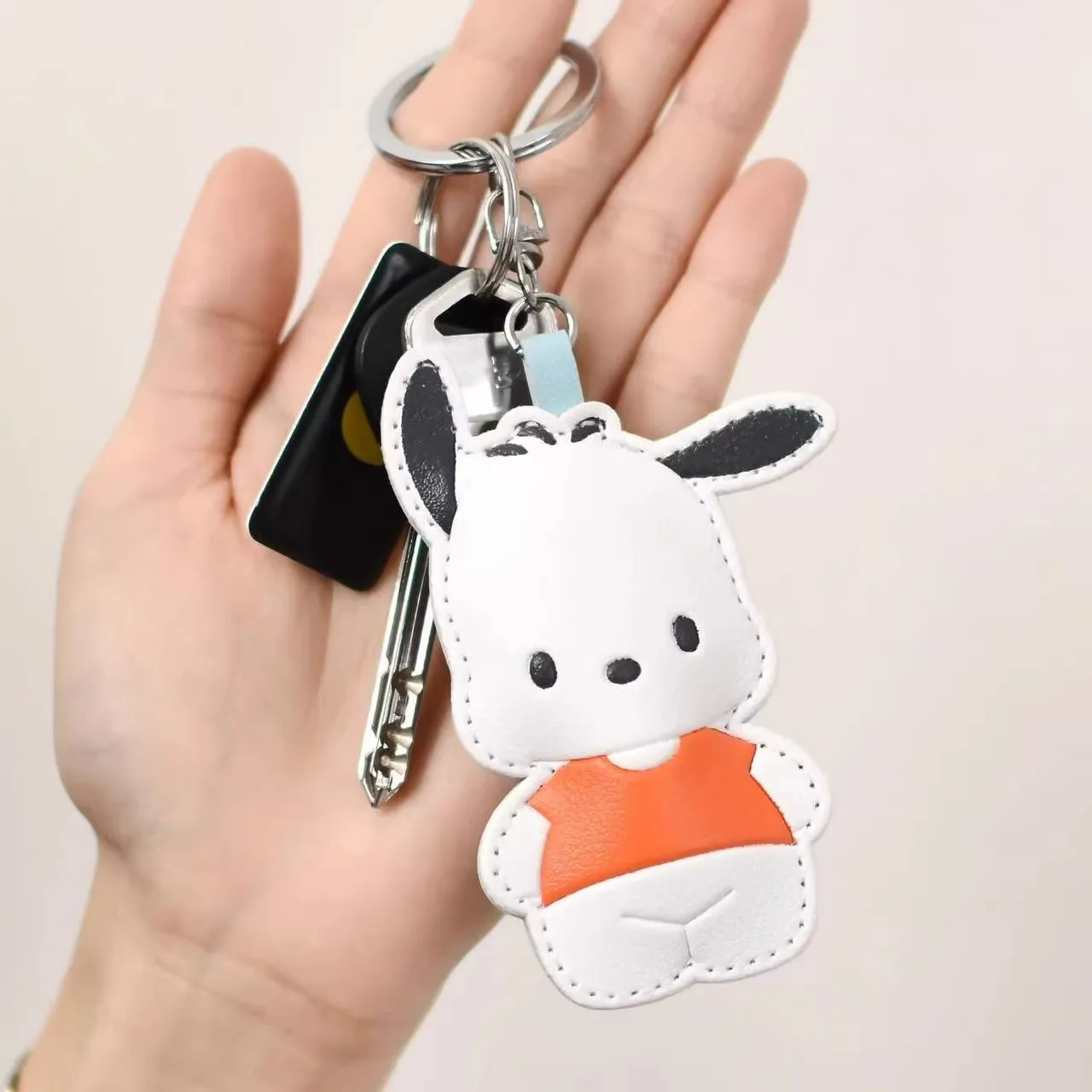 New Japanese Cute Sanrio Cartoon Leather Pinch Keyring Jade Guigou Melody Hello Kitty Melody High Beauty Pendant