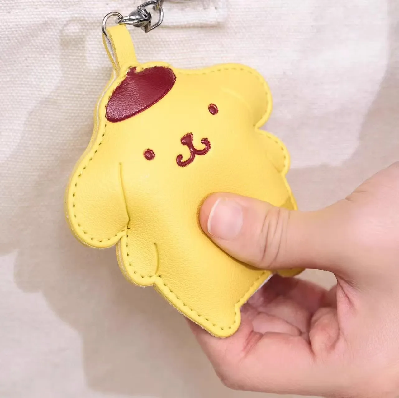 New Japanese Cute Sanrio Cartoon Leather Pinch Keyring Jade Guigou Melody Hello Kitty Melody High Beauty Pendant