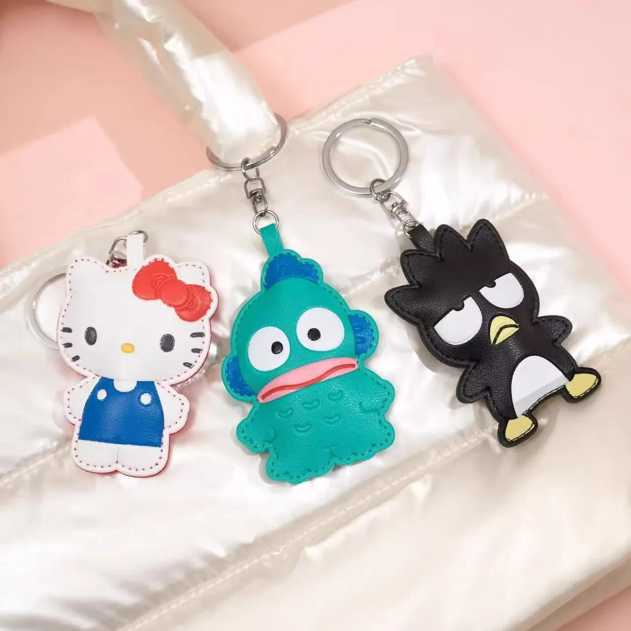 New Japanese Cute Sanrio Cartoon Leather Pinch Keyring Jade Guigou Melody Hello Kitty Melody High Beauty Pendant