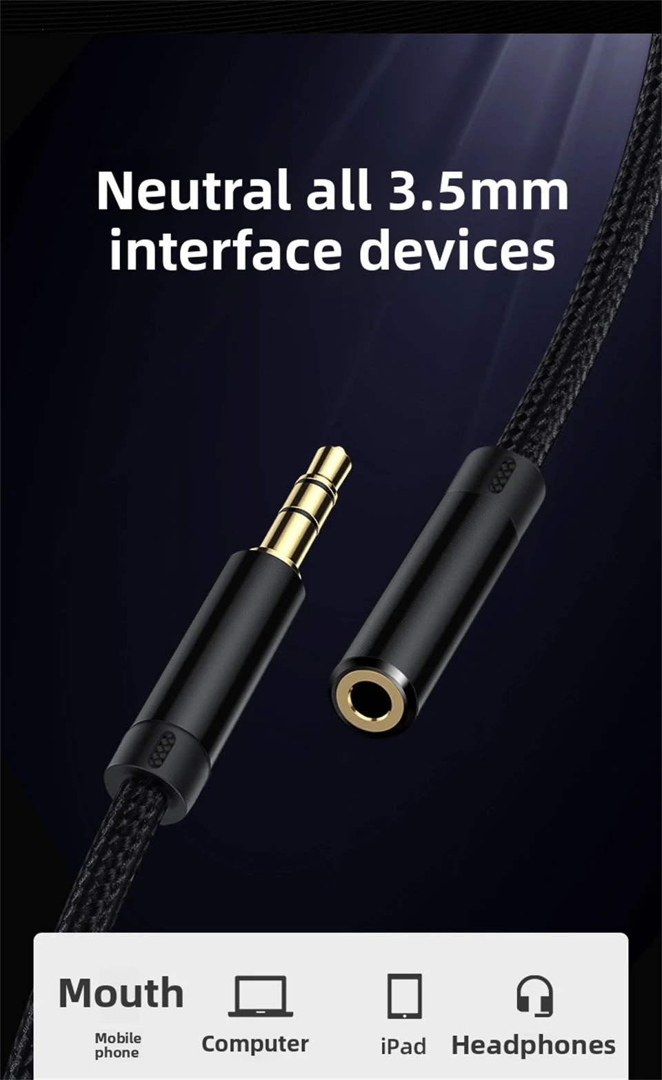Headphone Extension Cable Male to Female Jack 3.5mm Aux Audio Extender Cable for Speaker Car MP3 MP4 Player for Earphone Adapter