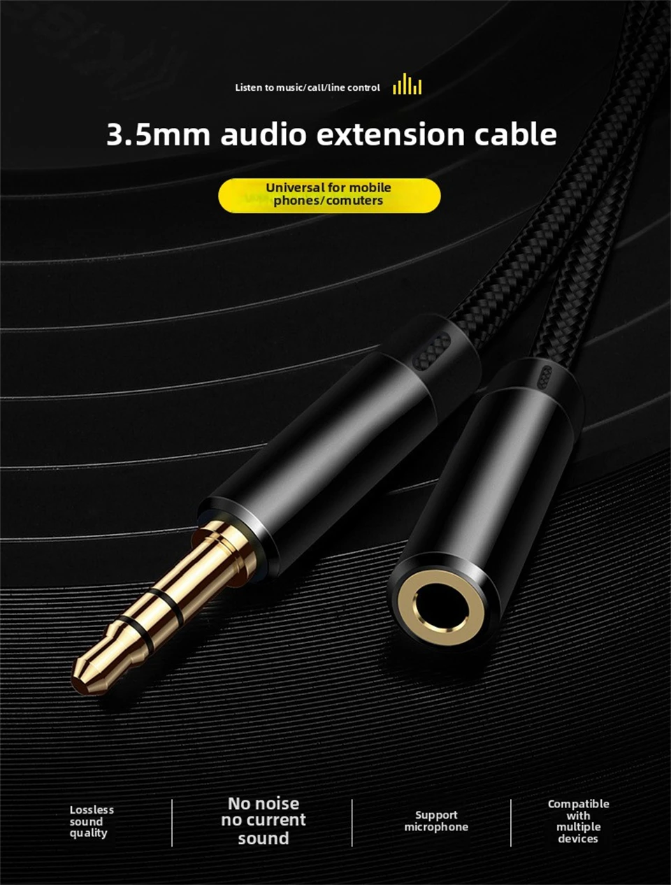 Headphone Extension Cable Male to Female Jack 3.5mm Aux Audio Extender Cable for Speaker Car MP3 MP4 Player for Earphone Adapter