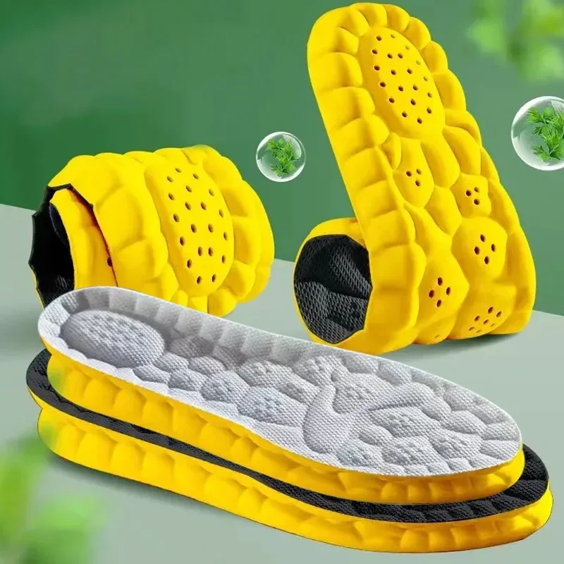 4D Cloud Technology Sports Insoles for Shoes PU Sole Soft Breathable Shock Absorption Cushion Running Orthopedic Care Insoles