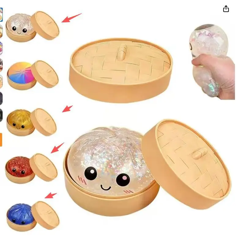 Giant Squishies Dumpling Bun Toy, Slow Rising Glitter Dumpling Stress Ball, Stress Relief Fidget Toy for Home Office Travel toys