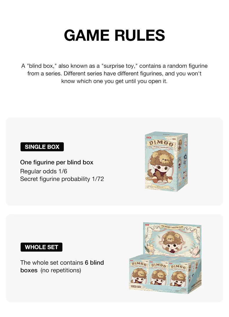 【EU EXCLD】POP MART DIMOO The Secret Theatre Club Series-Vinyl Plush Pendant Blind Box 1/6PCS Collectable Figure Cute Gift