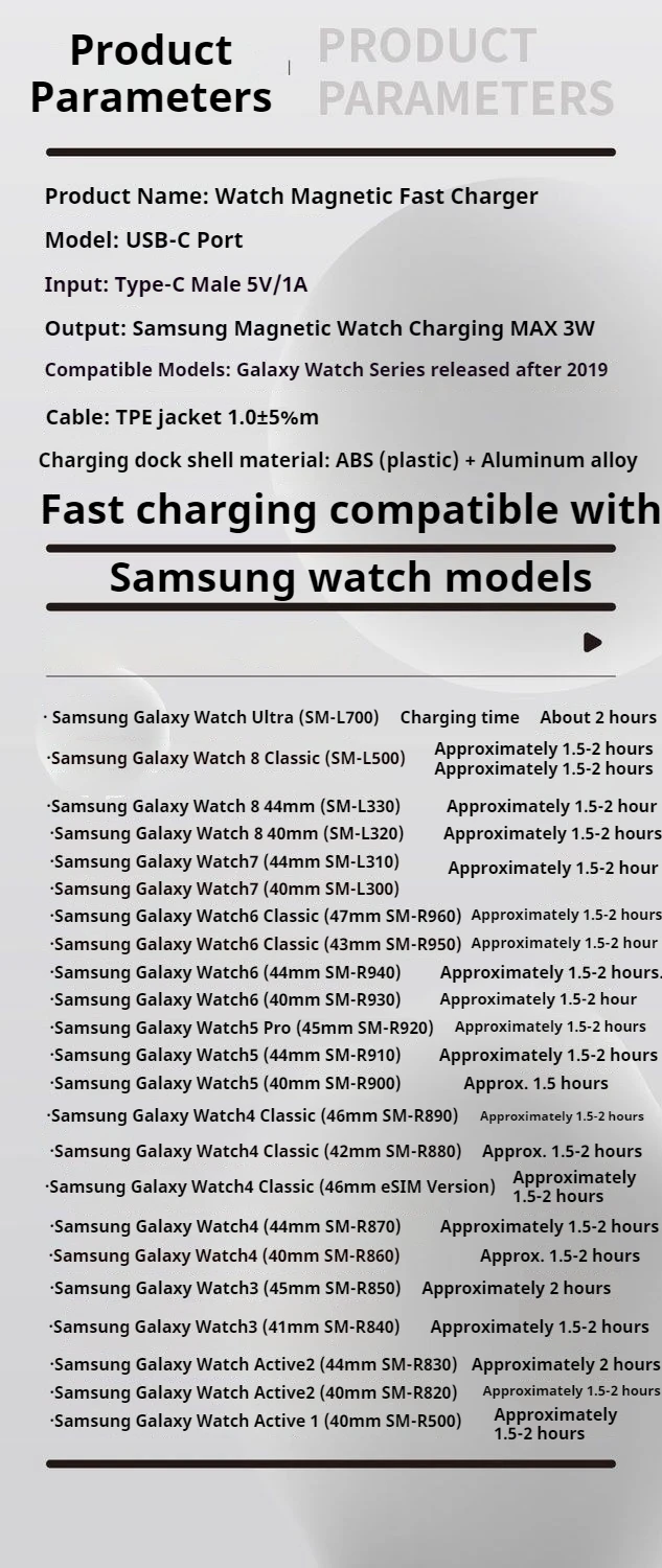 Magnetic Wireless Charger For SAMSUNG Galaxy Watch8/7/6Classic/5 Pro 4/3/2Active USB-C Fast Charging Stand Fast Charging Dock