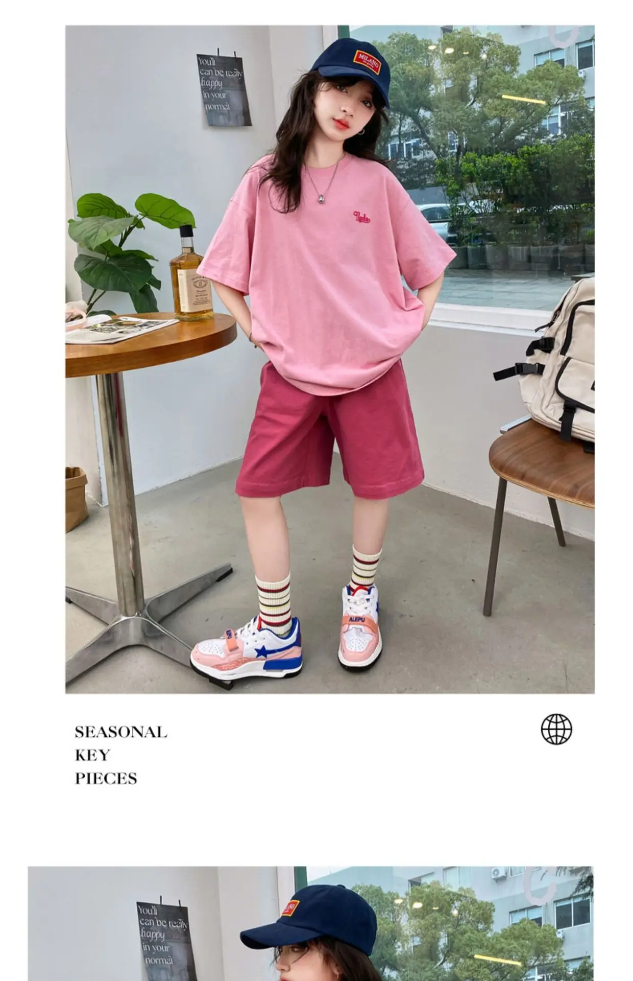 Summer Girls Cotton Alphabet Prints T-Shirt Tops+Plain Shorts Pant Workout Sets School Kids 2PCS Tracksuit Child Outfits 5-16 Yr