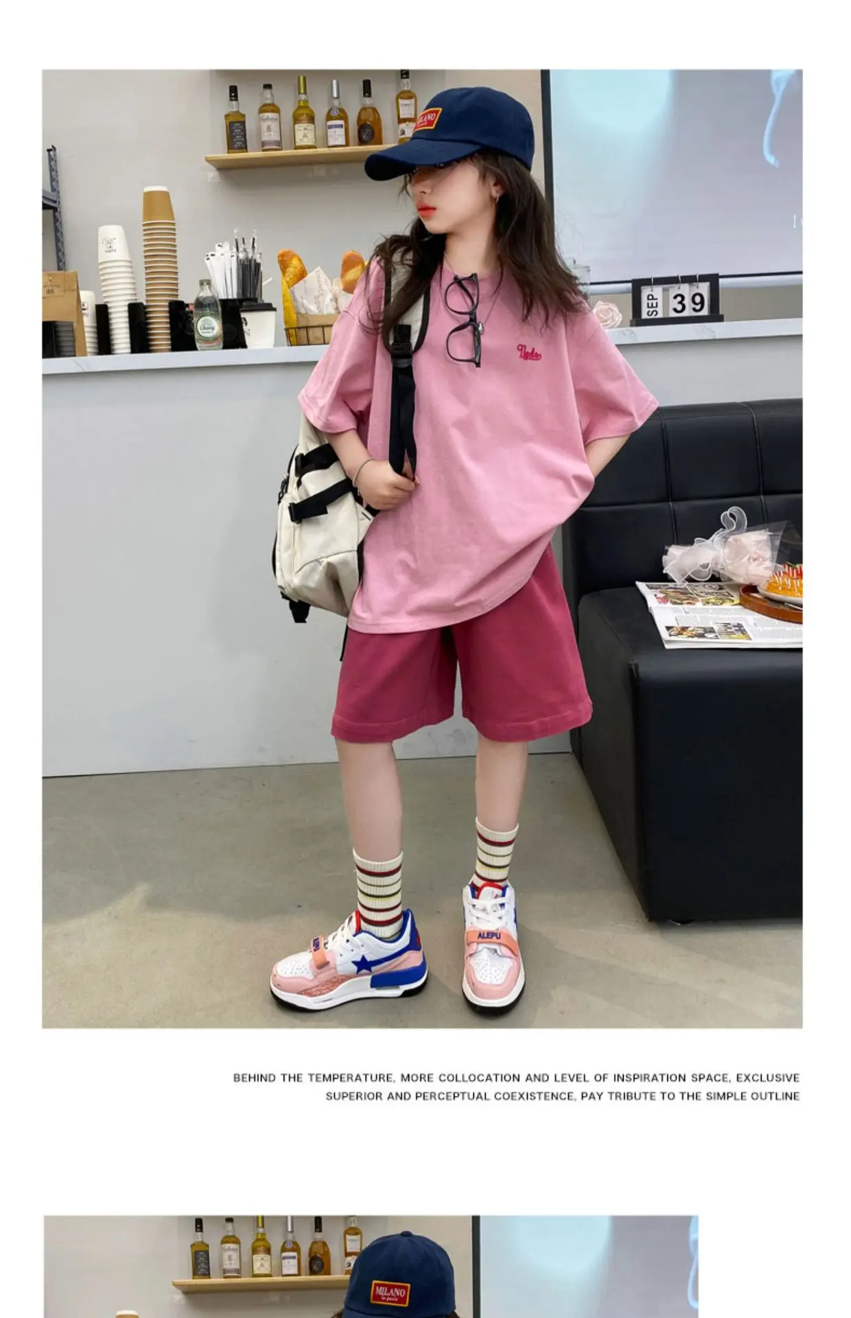 Summer Girls Cotton Alphabet Prints T-Shirt Tops+Plain Shorts Pant Workout Sets School Kids 2PCS Tracksuit Child Outfits 5-16 Yr