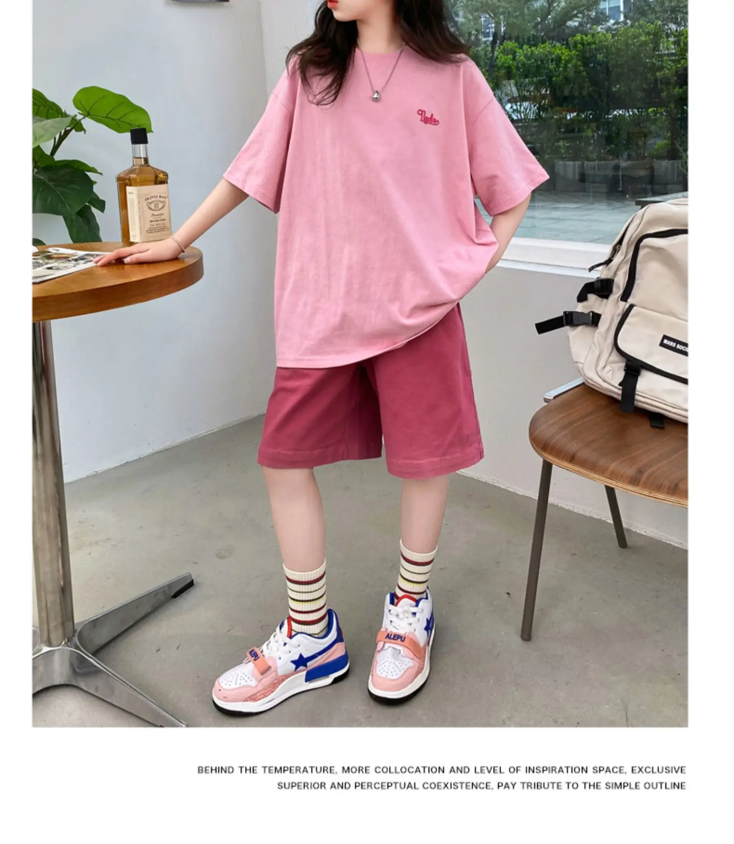 Summer Girls Cotton Alphabet Prints T-Shirt Tops+Plain Shorts Pant Workout Sets School Kids 2PCS Tracksuit Child Outfits 5-16 Yr