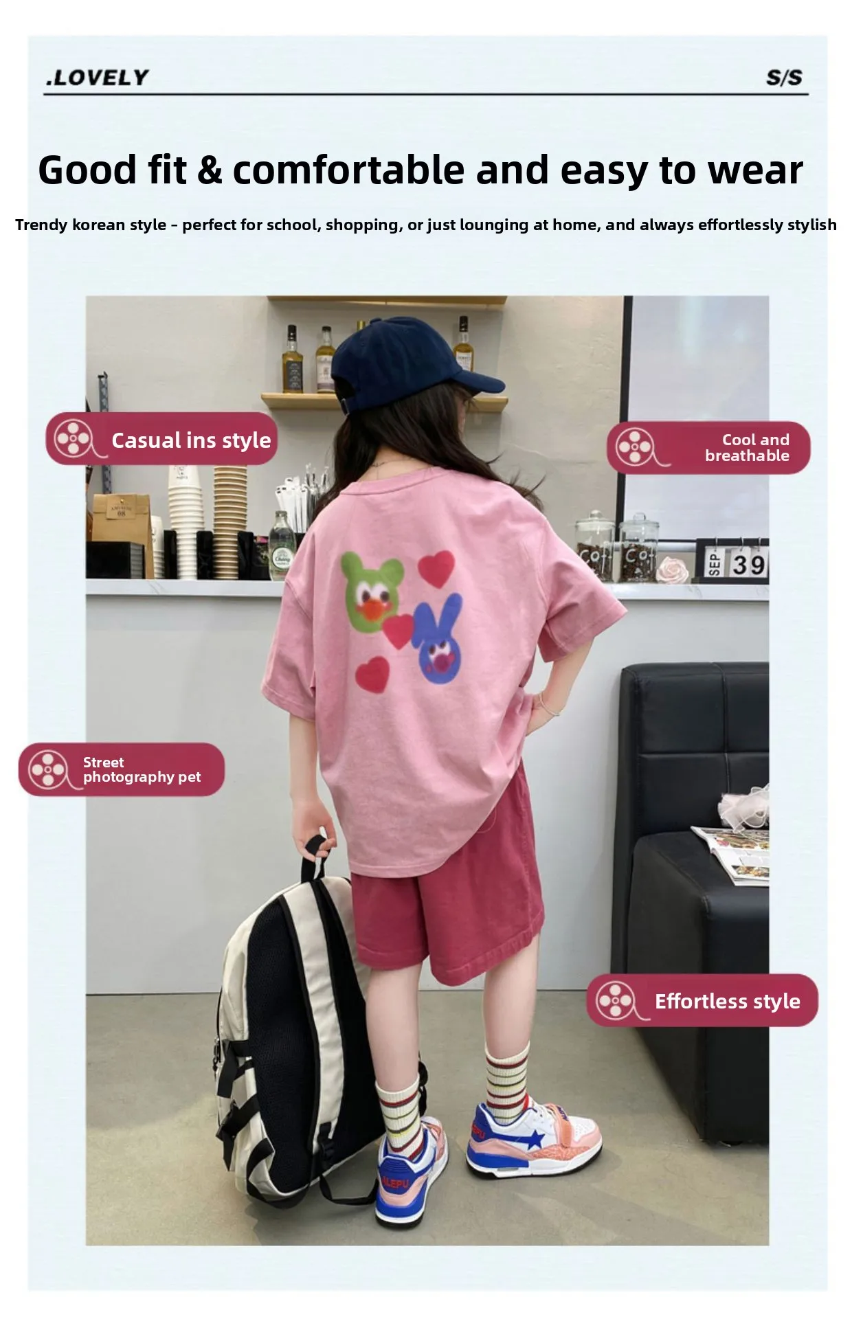 Summer Girls Cotton Alphabet Prints T-Shirt Tops+Plain Shorts Pant Workout Sets School Kids 2PCS Tracksuit Child Outfits 5-16 Yr