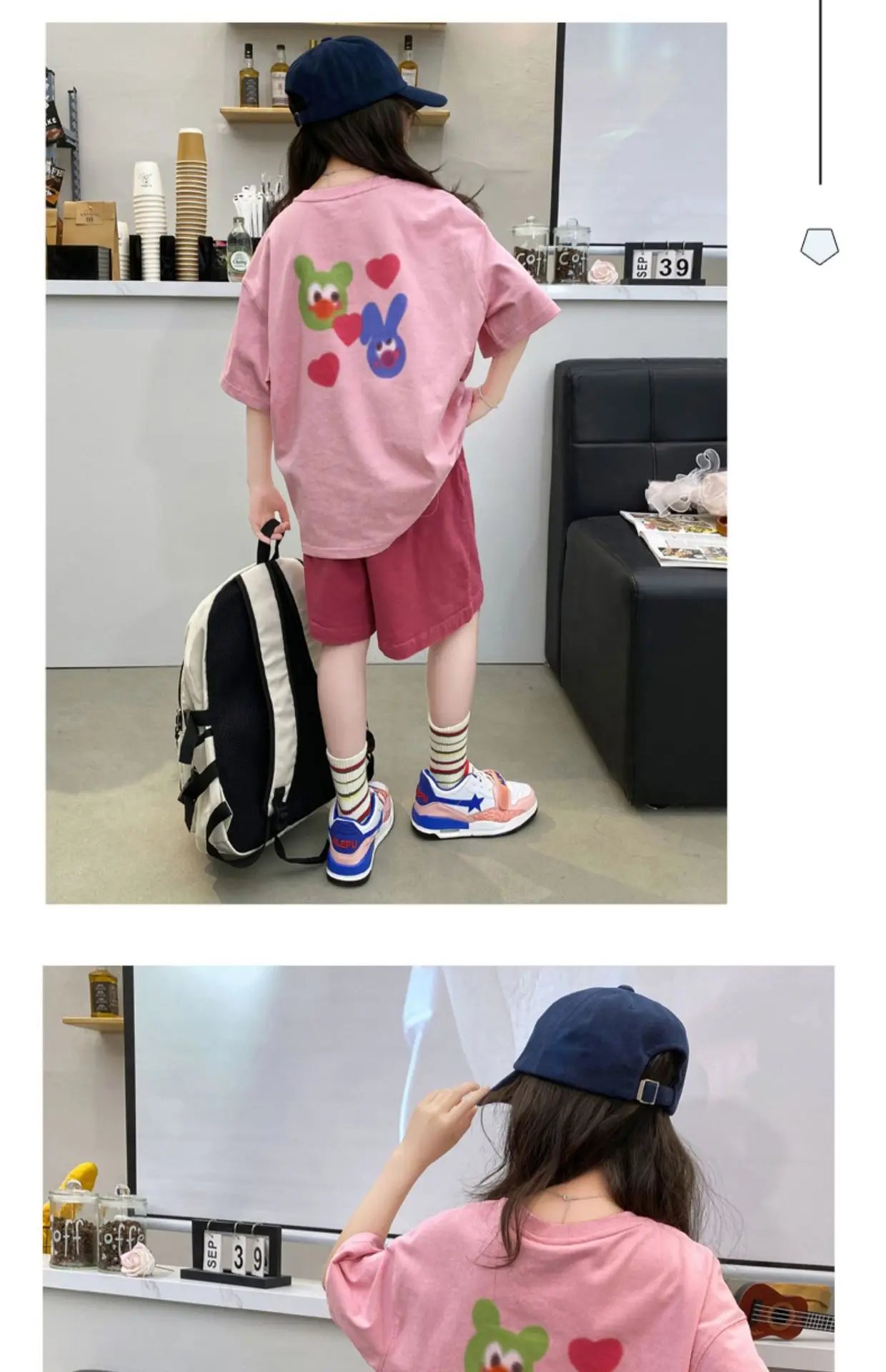 Summer Girls Cotton Alphabet Prints T-Shirt Tops+Plain Shorts Pant Workout Sets School Kids 2PCS Tracksuit Child Outfits 5-16 Yr