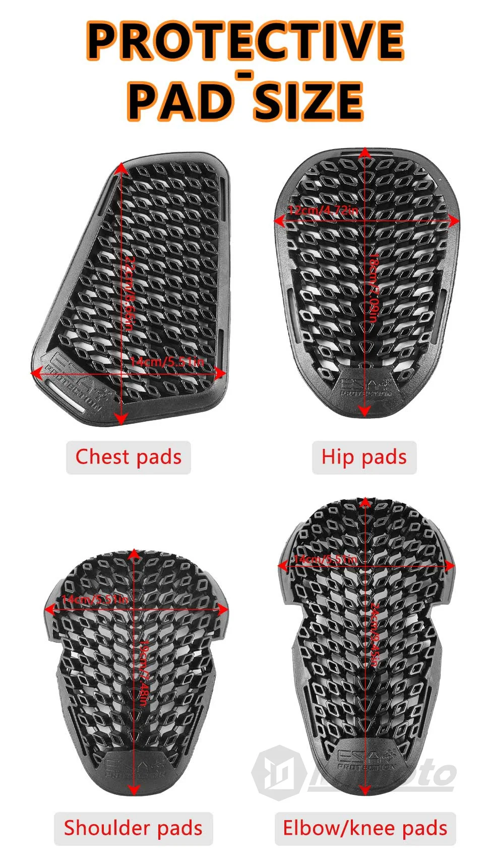 Motorcycle Protector Armor Anti-Shock Back Pad CE Level 2 Riding Shoulder Elbow Knee Pads Built-in Guard Gear for Riding Safety